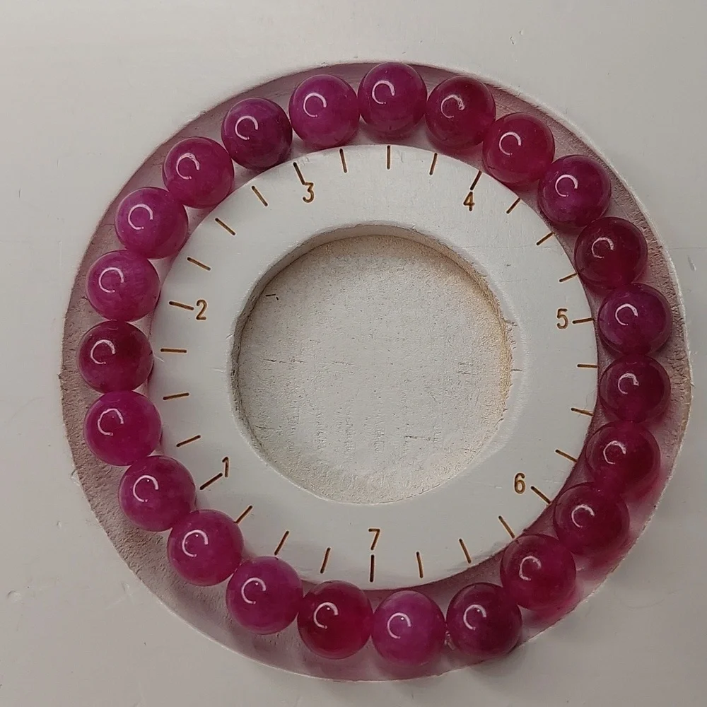 Pink Tourmeline stone 8mm round bead bracelet #2 - Picture 4 of 4